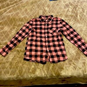 Pink and Blank Long Sleeve button up flannel